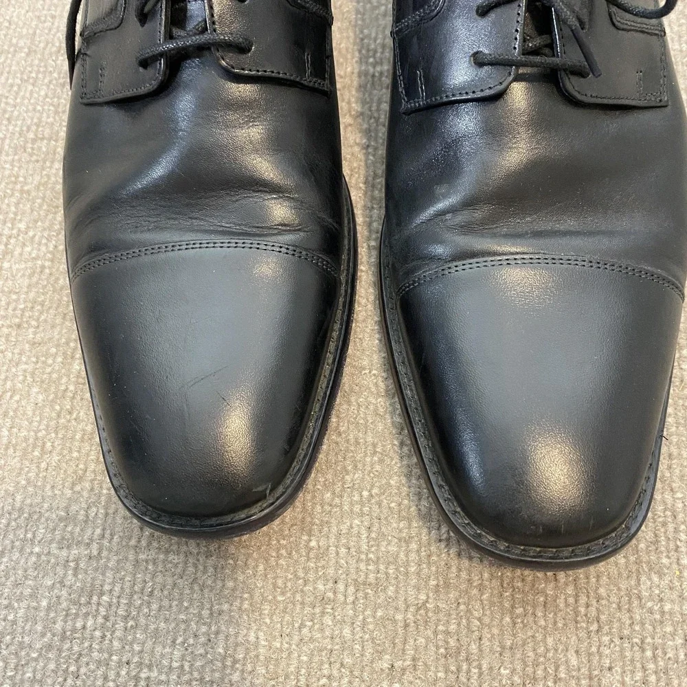 Johnston & Murphy Shoes Mens Size 12 M Black Leather Cap Toe Derby Dress Oxfords